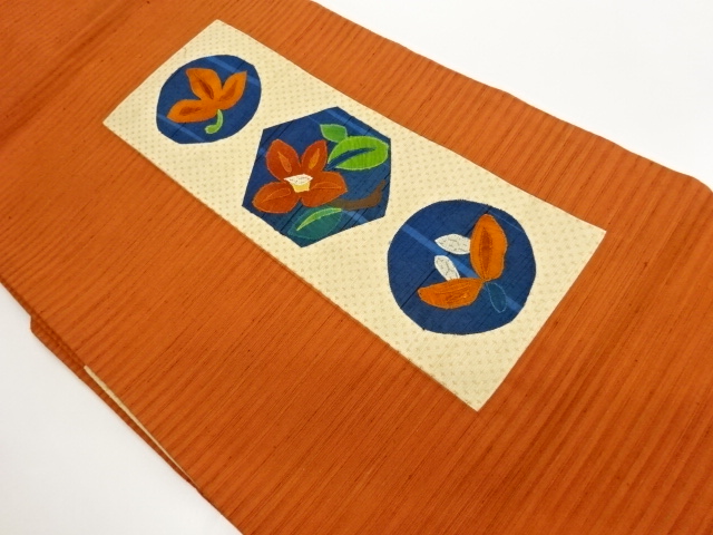 JAPANESE KIMONO / TSUMUGI PATCHWORK SQUARE / FLOWER / LEAF PATTERN WEA